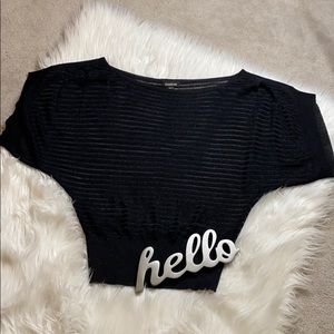 Bebe Black Big Short Sleeved Sweater with Shimmer